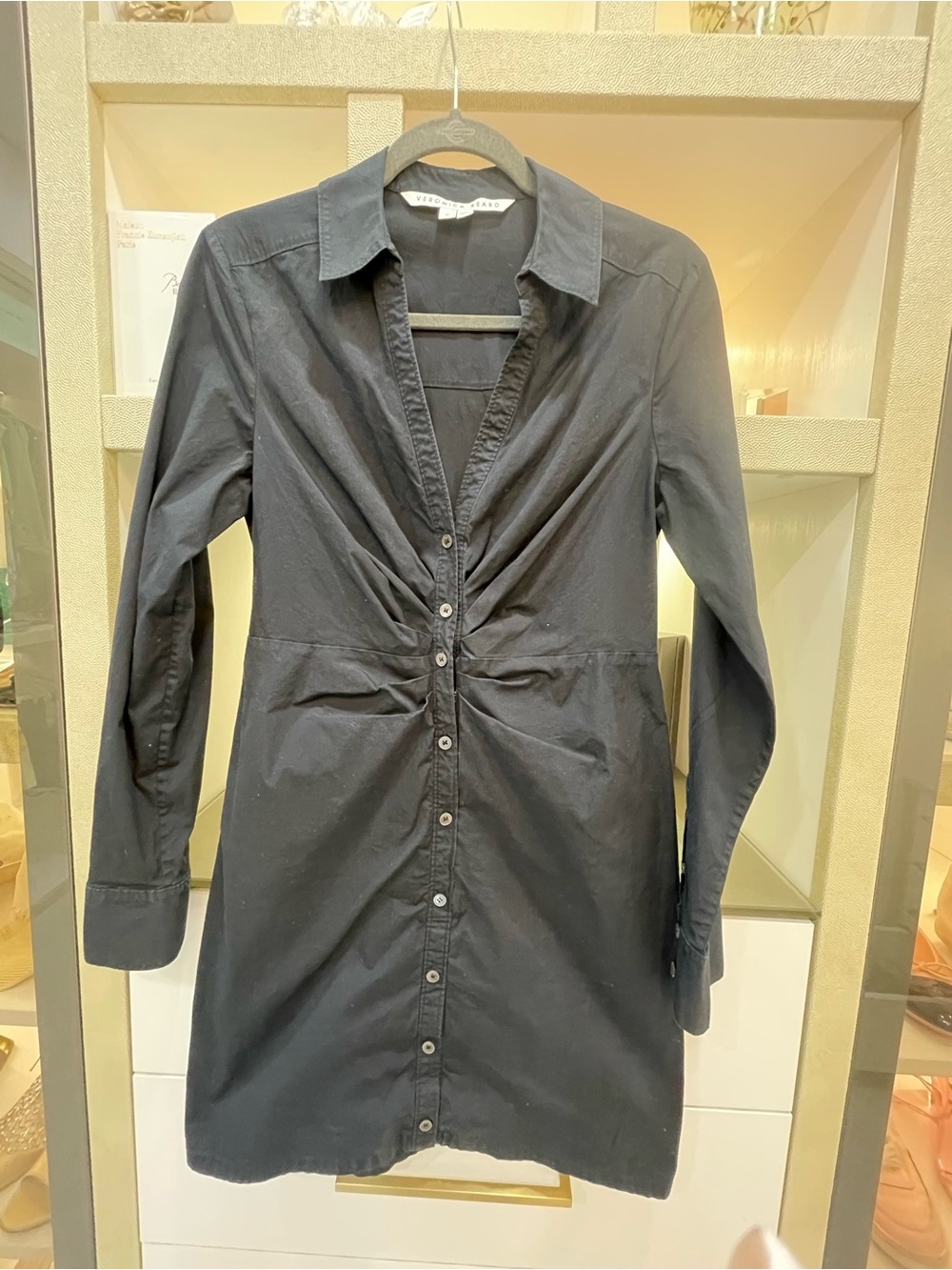 Veronica Beard Black Long Sleeve Button-Front Dress